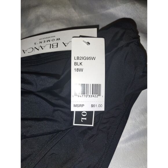 NWT La Blanca Island Goddess Ruched Band Hipster Bottom Size 18W Black Curvy - Picture 3 of 6